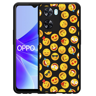 Cazy Hoesje Zwart geschikt voor Oppo A57s - Emoji
