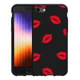 Hoesje Zwart geschikt voor iPhone SE 2022 - Red Kisses