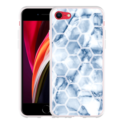 Cazy Hoesje geschikt voor iPhone SE 2020 - Blue Marble Hexagon