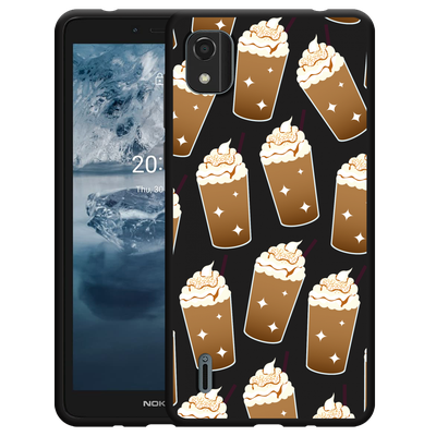 Cazy Hoesje Zwart geschikt voor Nokia C2 2nd Edition - Frappuccino's