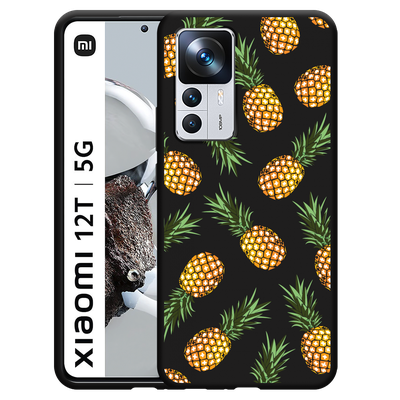Cazy Hoesje Zwart geschikt voor Xiaomi 12T/12T Pro - Ananas