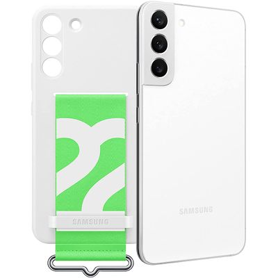 Samsung Galaxy S22+ Hoesje - Samsung Silicone Cover met Strap - Wit