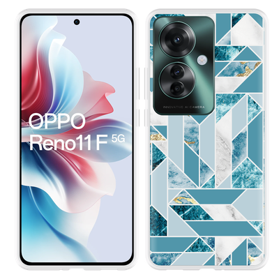 Cazy Hoesje geschikt voor Oppo Reno11 F Blauw Marmer Patroon