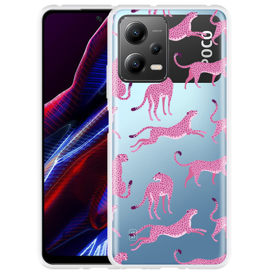 Cazy Hoesje geschikt voor Poco X5 Roze Cheeta's