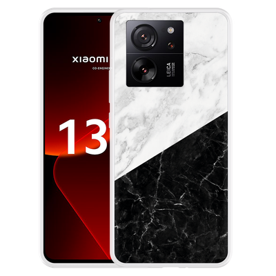 Cazy Hoesje geschikt voor Xiaomi 13T/13T Pro Zwart Wit Marmer