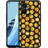 Cazy Hoesje Zwart geschikt voor Oppo Reno8 Lite - Emoji