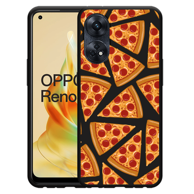 Cazy Hoesje Zwart geschikt voor Oppo Reno8 4G T Pizza Party