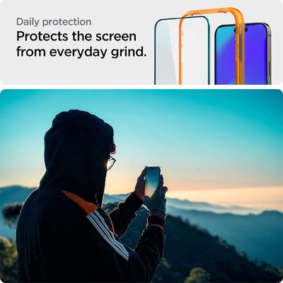 Screen Protector geschikt voor iPhone 14 Pro - Spigen AlignMaster Full Cover Glass - 2 Pack