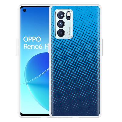 Cazy Hoesje geschikt voor Oppo Reno6 Pro 5G - Lichtblauwe Cirkels