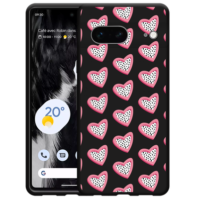 Cazy Hoesje Zwart geschikt voor Google Pixel 7 - Hartjes Met Stippen