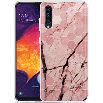 Cazy Hoesje geschikt voor Samsung Galaxy A50 - Pink Marble
