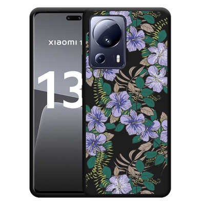 Cazy Hoesje Zwart geschikt voor Xiaomi 13 Lite Purple Flowers