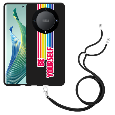 Cazy Hoesje met koord Zwart geschikt voor Honor Magic5 Lite Be Yourself