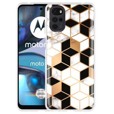 Cazy Hoesje geschikt voor Motorola Moto G22 - Black White Marble