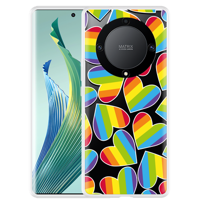 Cazy Hoesje geschikt voor Honor Magic5 Lite Regenboog Hartjes