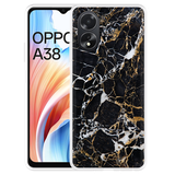 Hoesje geschikt voor Oppo A38 Zwart Goud Marmer