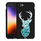 Hoesje Zwart geschikt voor iPhone SE 2022 - Art Deco Deer