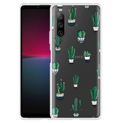 Cazy Hoesje geschikt voor Sony Xperia 10 IV - Green Cactus
