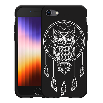 Cazy Hoesje Zwart geschikt voor iPhone SE 2022 - Dream Owl Mandala