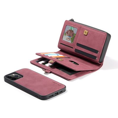 Caseme Hoesje geschikt voor iPhone 13 Pro - Luxe Leren Portemonnee Hoesje - Rood