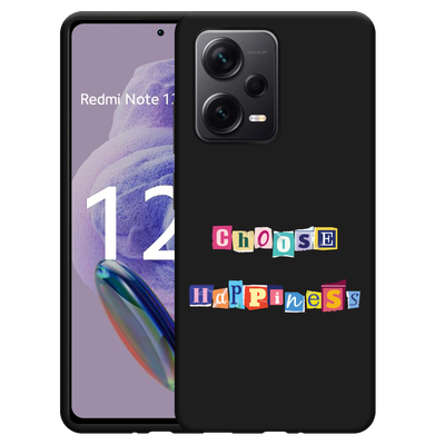 Cazy Hoesje Zwart geschikt voor Xiaomi Redmi Note 12 Pro+ 5G Choose Happiness