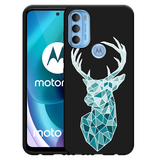 Hoesje Zwart geschikt voor Motorola Moto G71 - Art Deco Deer