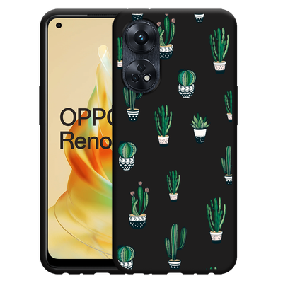 Cazy Hoesje Zwart geschikt voor Oppo Reno8 4G T Green Cactus
