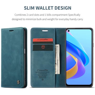 CASEME Oppo A76 / A96 Retro Wallet Case - Blue