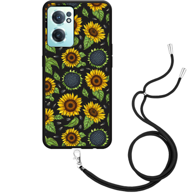 Cazy Hoesje met Koord Zwart geschikt voor OnePlus Nord CE2 - Sunflowers