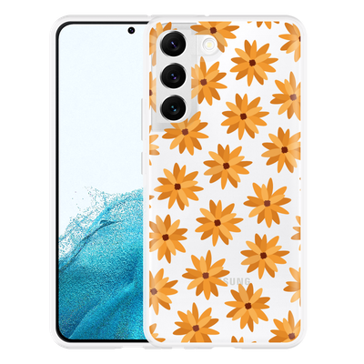 Cazy Hoesje geschikt voor Samsung Galaxy S22+ - Oranje Bloemen