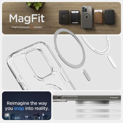 Hoesje iPhone 14 Pro Spigen Ultra Hybrid Mag Case Magfit - Grijs