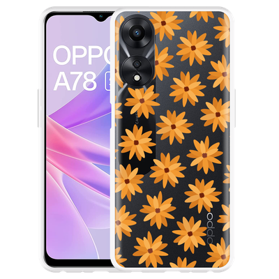 Cazy Hoesje geschikt voor Oppo A78 5G Oranje Bloemen