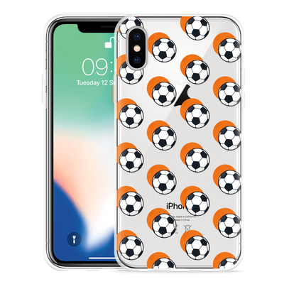 Cazy Hoesje geschikt voor iPhone Xs - Soccer Ball Orange