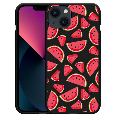 Cazy Hoesje Zwart geschikt voor iPhone 13 - Watermeloen