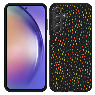 Cazy Hoesje Zwart geschikt voor Samsung Galaxy A55 Happy Dots