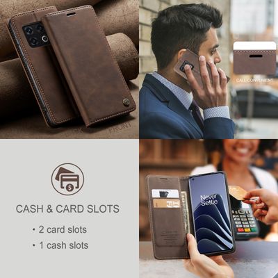 OnePlus 10 Pro Hoesje - CASEME Retro Wallet Case - Coffee