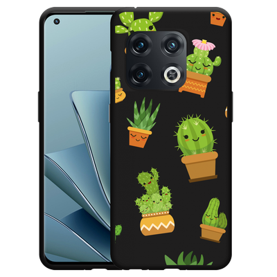 Cazy Hoesje Zwart geschikt voor OnePlus 10 Pro - Happy Cactus
