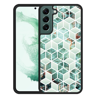 Cazy Hardcase hoesje geschikt voor Samsung Galaxy S22+ - Groen Hexagon Marmer