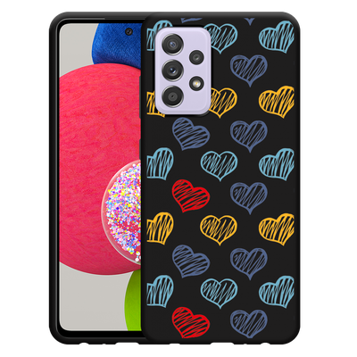 Cazy Hoesje Zwart geschikt voor Samsung Galaxy A52/A52s - Doodle hearts