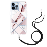 Hoesje met Koord geschikt voor iPhone 13 Pro Max - Roze Marmer