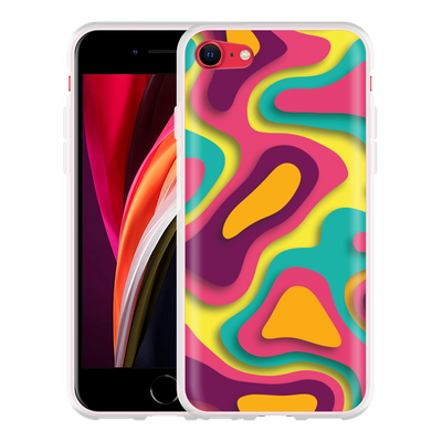 Cazy Hoesje geschikt voor iPhone SE 2020 - Retro Colors