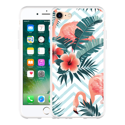 Cazy Hoesje geschikt voor iPhone 7 - Flamingo Flowers
