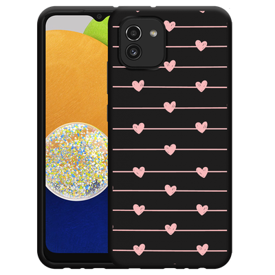 Cazy Hoesje Zwart geschikt voor Samsung Galaxy A03 - Pink Love