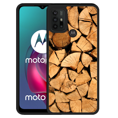 Cazy Hardcase hoesje geschikt voor Motorola Moto G10 - Houtblokken
