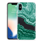 Hoesje geschikt voor iPhone Xs - Turquoise Marble Art