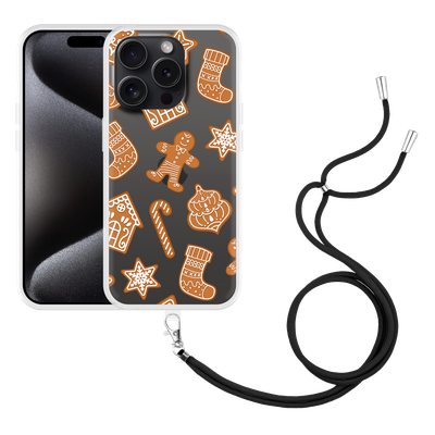 Cazy Hoesje met koord geschikt voor iPhone 15 Pro Christmas Cookies