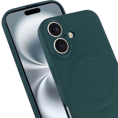 Cazy Soft Color TPU Hoesje geschikt voor iPhone 16 - met Magnetische Ring - geschikt voor Magsafe - Groen