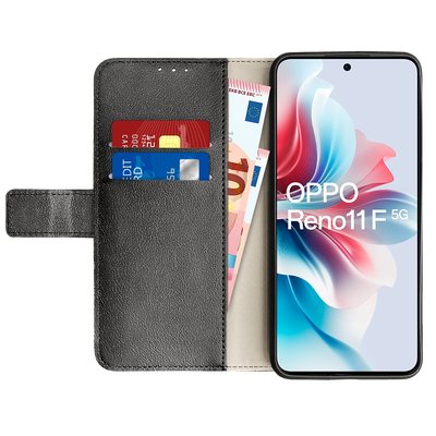 Cazy Hoesje geschikt voor Oppo Reno11 F - Bookcase Classic met Pasjeshouder - Zwart