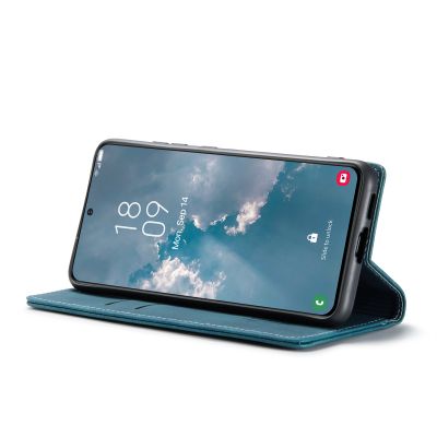 Samsung Galaxy S23 Hoesje - CASEME Retro Telefoonhoesje met Portemonnee - Blauw