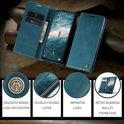 CASEME Samsung Galaxy A73 Retro Wallet Case - Blue